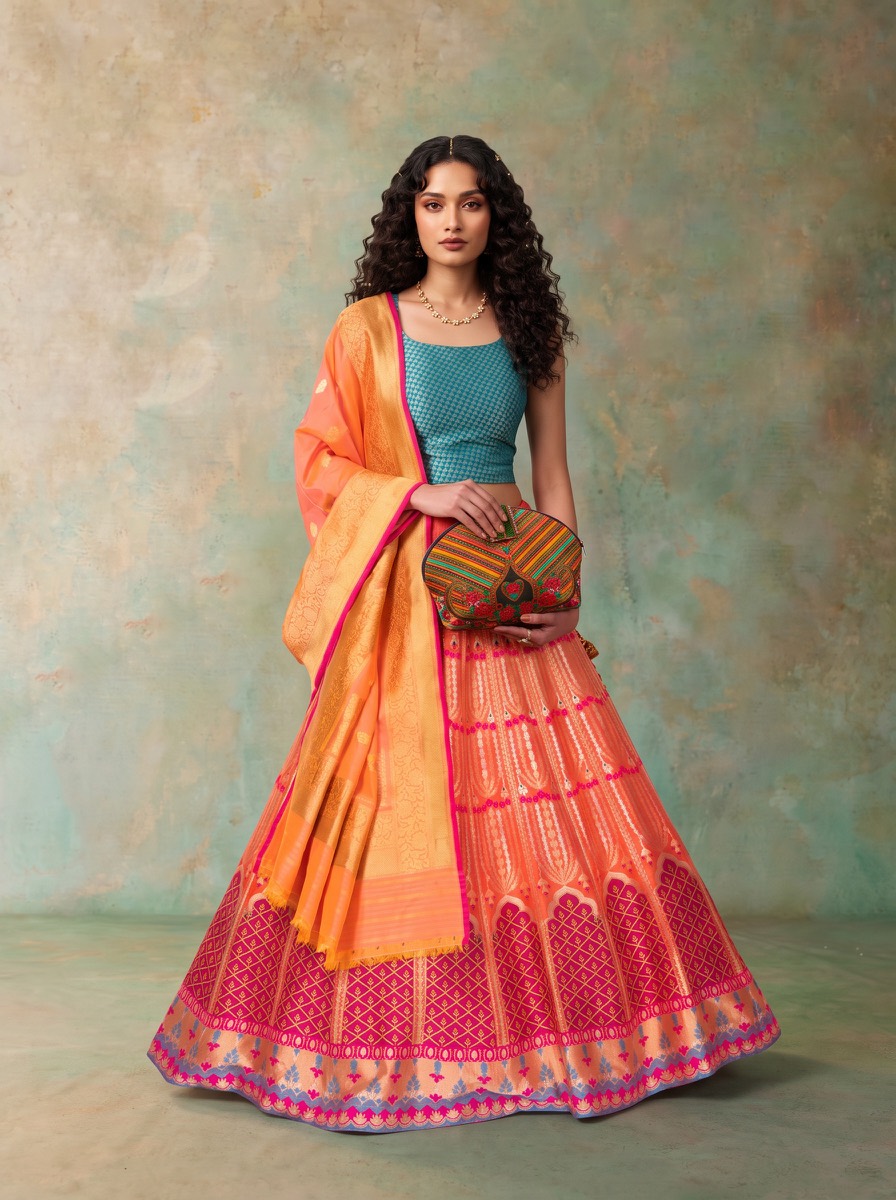 Full-length Indian on-model fashion frame.